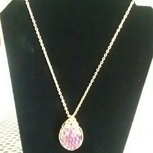 Dichroic wrapped piece with gold color chain